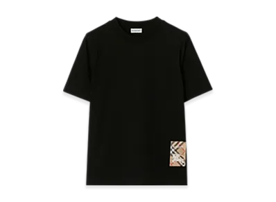 Burberry Check Label Cotton T-shirt "Black"