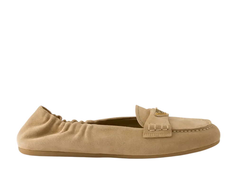 PRADA Women's Suede Loafers "Beige"
