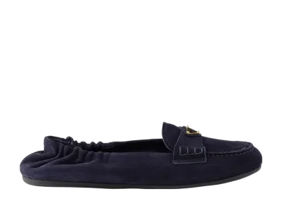 PRADA Women's Suede Loafers "Navy"