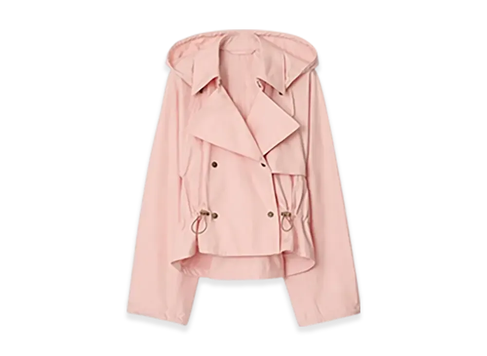 Burberry Tropical Gabardine Hooded Trench Jacket "Flora"
