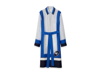 Burberry Night Stamp Box Silk Shirt Dress "Ink"