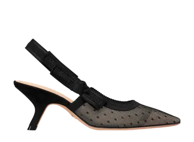 Dior Women's J'Adior Slingback Pumps Mesh & Plumetis "Black"