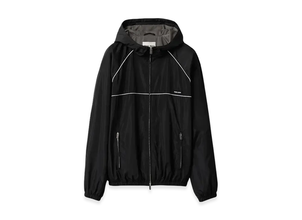 MIU MIU Women's Technical Silk Zipper Blouson Jacket "Black"