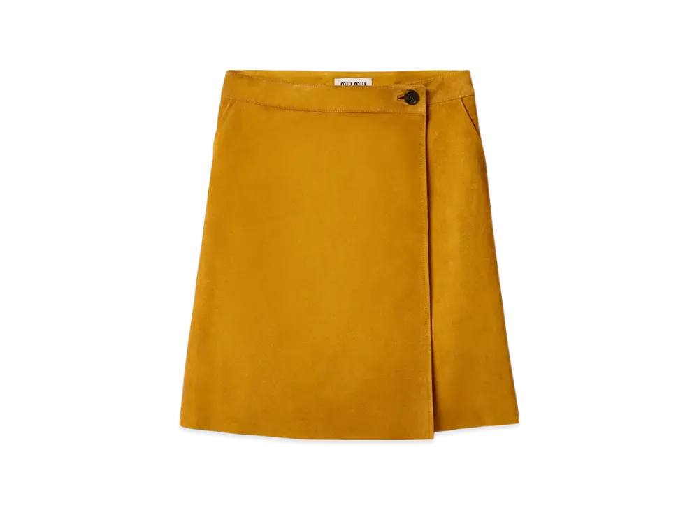 MIU MIU Women's Suede Wraparound Skirt "Whiskey"