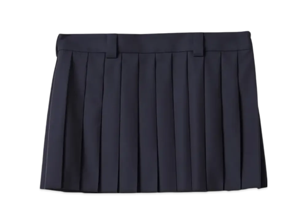 MIU MIU Pleated Batavia Mini Skirt "Blue"