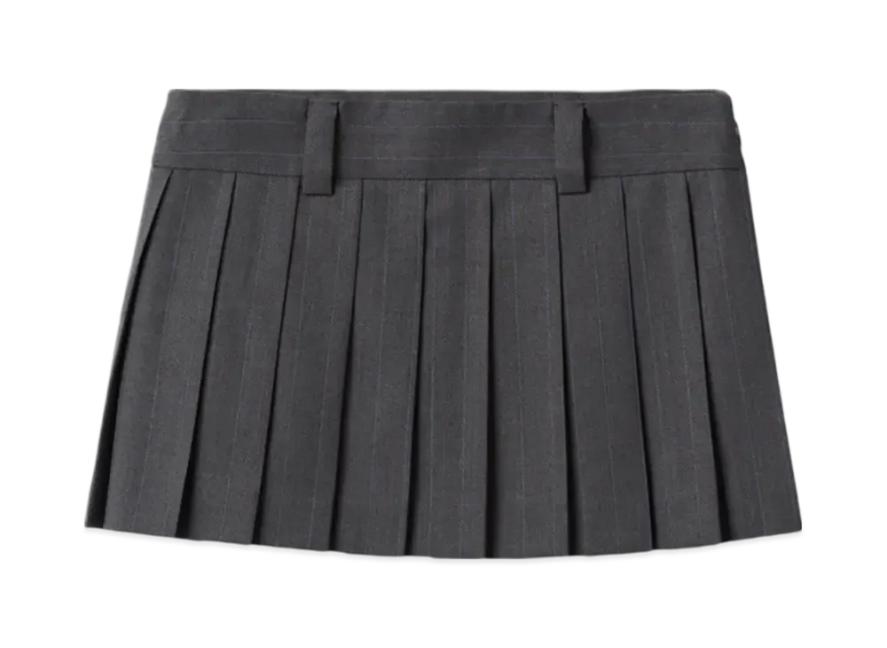 MIU MIU Pleated Pinstripe Skirt "Slate Grey"