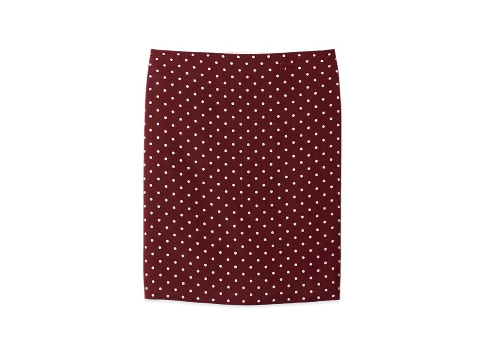MIU MIU Polka Dot Crepe de Chine Skirt "Amaranth/Ivory"