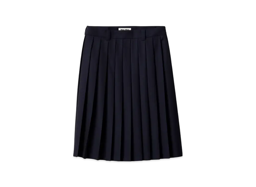 MIU MIU Pleated Batavia Skirt "Blue"