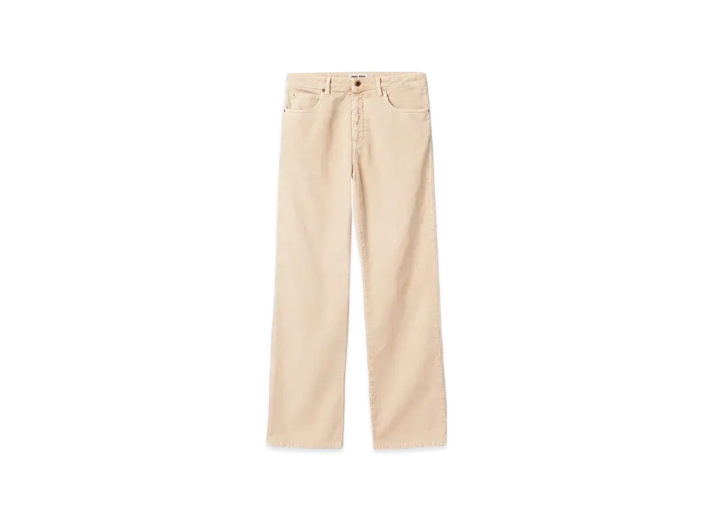 MIU MIU Garment-Dyed Corduroy Pants "Albino White"