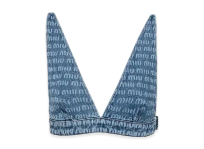 MIU MIU Women's Denim Bralette Top "Sapphire Blue"