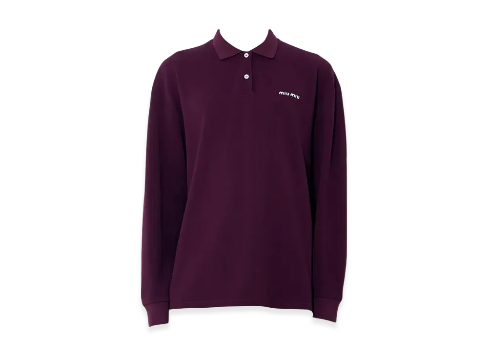 MIU MIU Cotton Pique Polo Shirt "Amaranth Red/Maize Yellow"