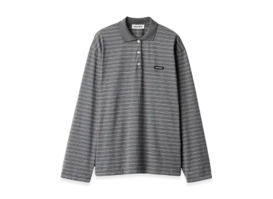 MIU MIU Women's Cotton Jersey Polo Shirt "Slate Grey/White"