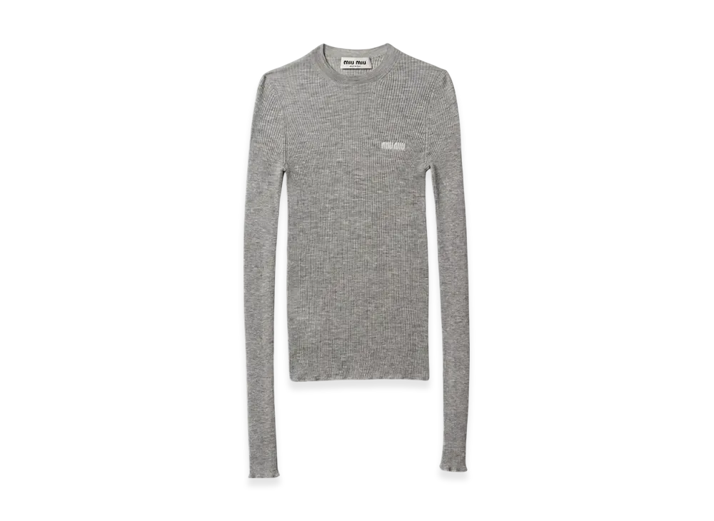 MIU MIU Women's Cashmere and Silk Sweater "Grey"