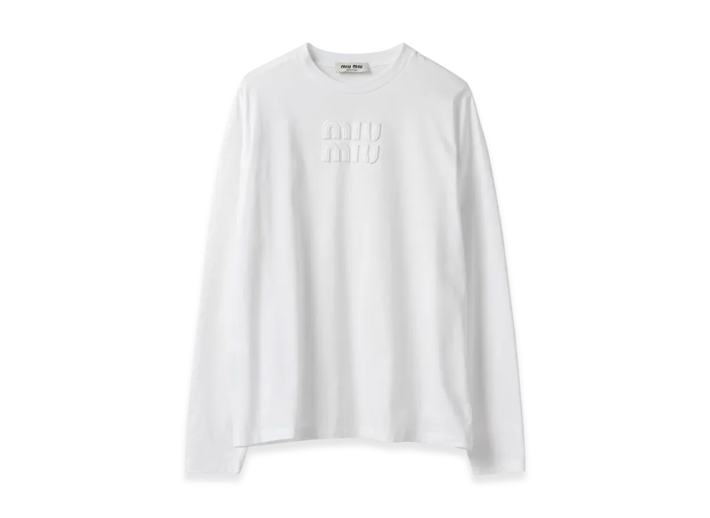 ミュウミュウ レディース ロングスリーブ コットンTシャツ ウィズ