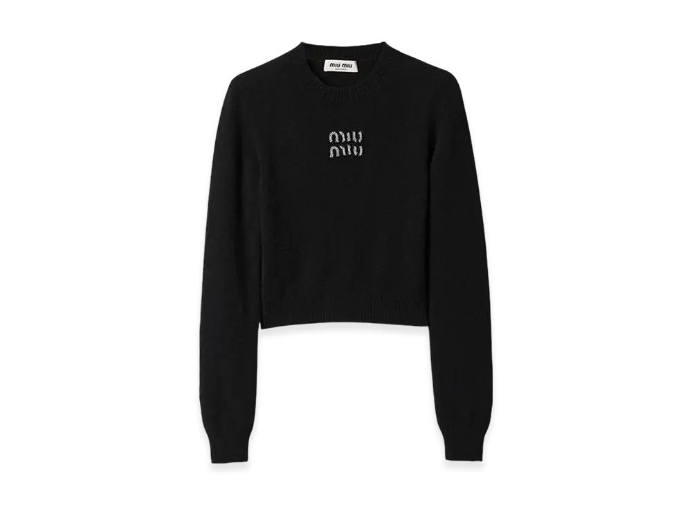 MIU MIU Women's Cashmere Logo Knit "Black"