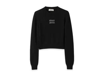 MIU MIU Women's Cashmere Logo Knit "Black"