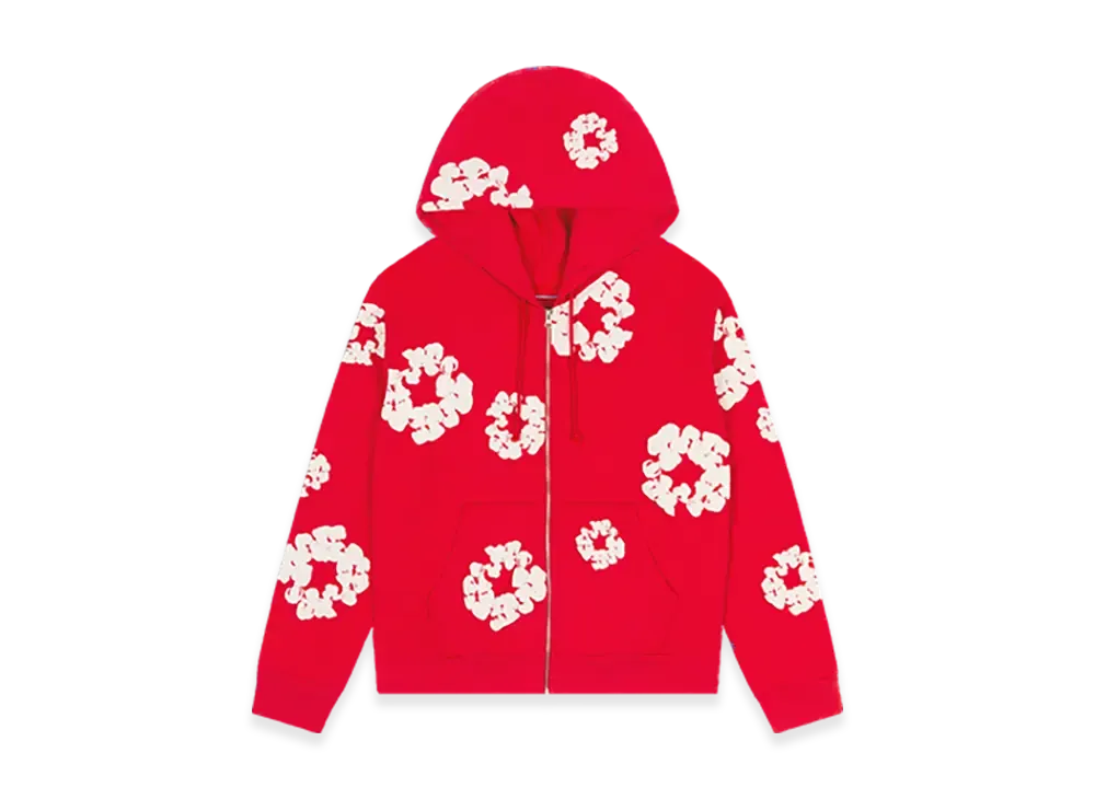 DENIM TEARS Cotton Wreath Zip Hoodie "Red"