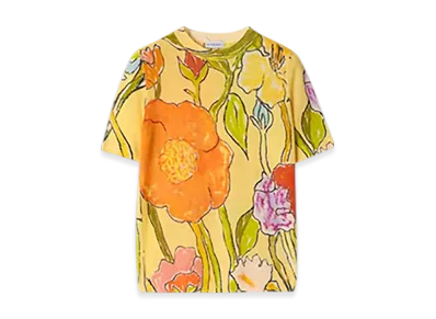 Burberry Highgrove Cascade Flower Wool Top "Yellow"