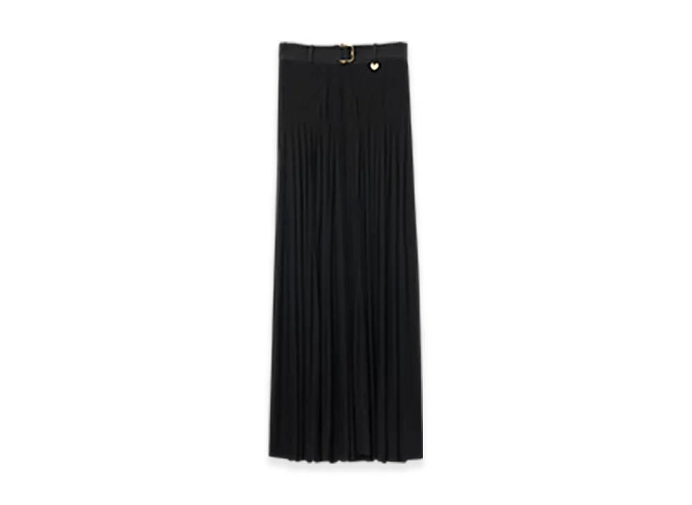 Burberry Pleated Crepe Jersey Maxi Skirt "Black"