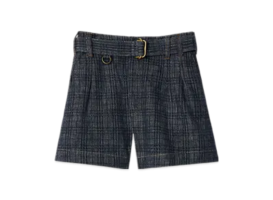 Burberry Belted Check Denim Shorts "Indigo"