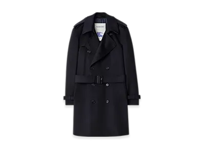 Burberry Mid-length Cashmere Trench Coat "Navy"