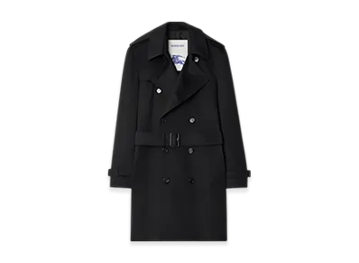 Burberry Mid-length Cashmere Trench Coat "Black"