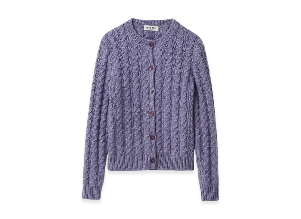MIU MIU Women's Wool and Cashmere Knit Cardigan "Wisteria"