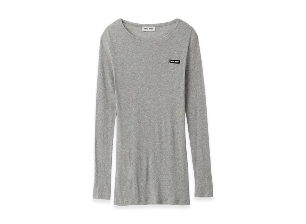 MIU MIU Women's Ribbed Knit Jersey Dress "Grey"