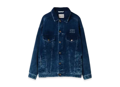 MIU MIU Women's Washed Velvet Blouson Jacket "Indigo Blue"
