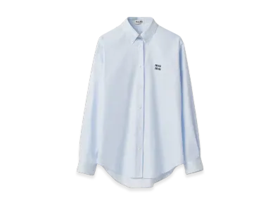 MIU MIU Women's Striped Cotton Shirt "Sky Blue/White"