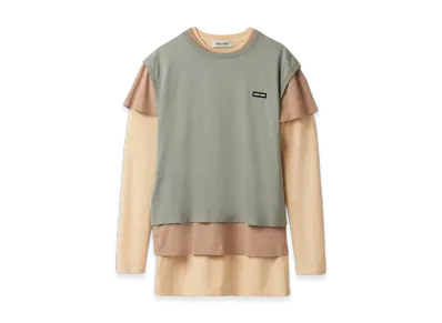 MIU MIU Women's Set of 3 Jersey T-Shirts "Apricot/Cord/Aluminum"