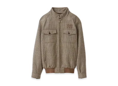 MIU MIU Women's Prince of Wales Checked Blouson Jacket "Tobacco"