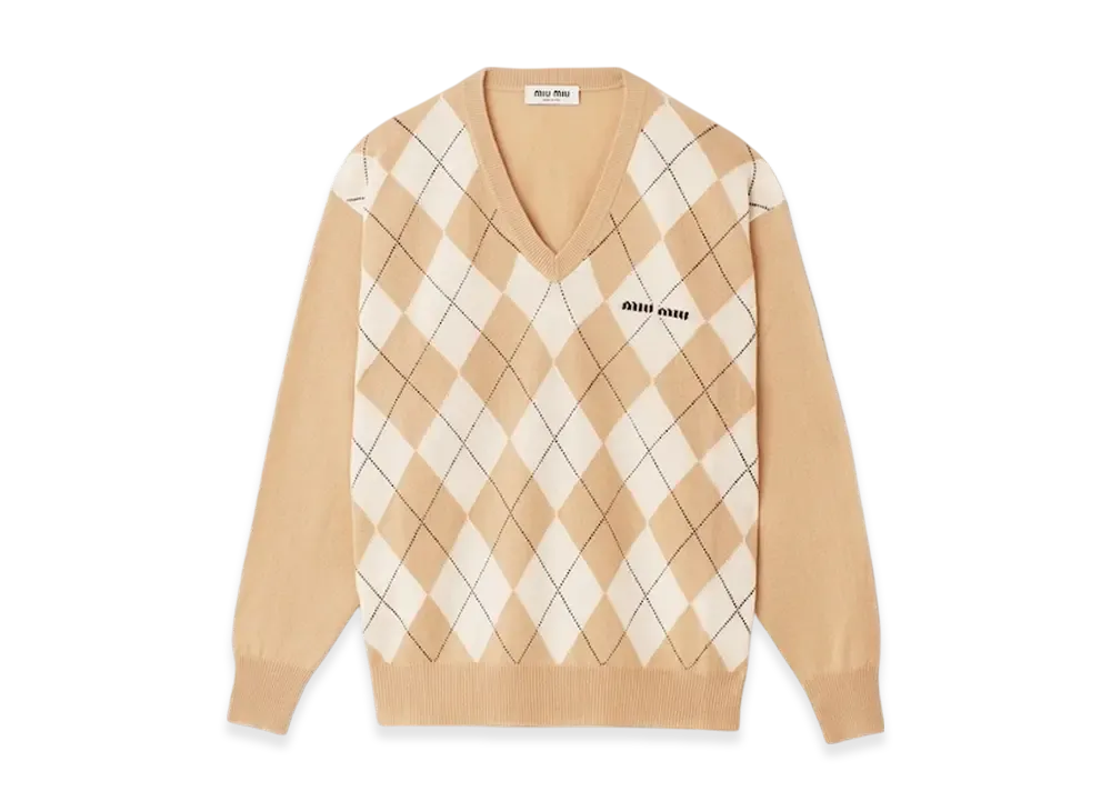MIU MIU Women's Cashmere Sweater "Camel Brown"