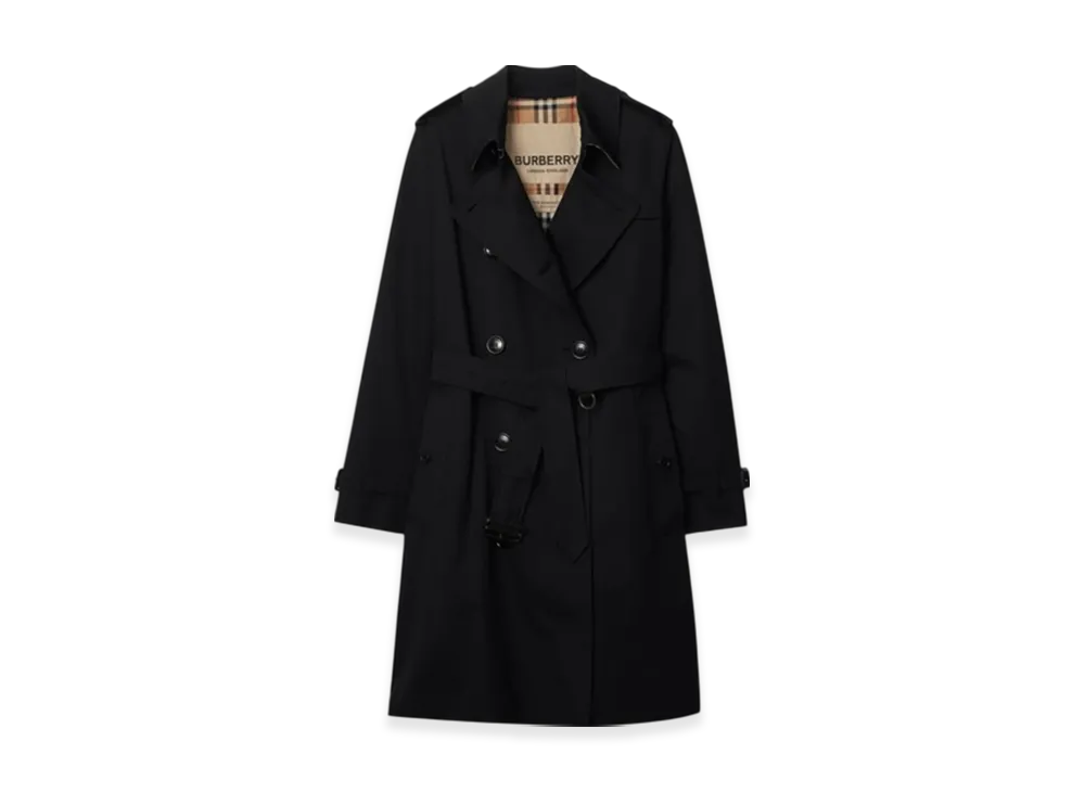 Burberry Mid-length Kensington Heritage Trench Coat "Black"