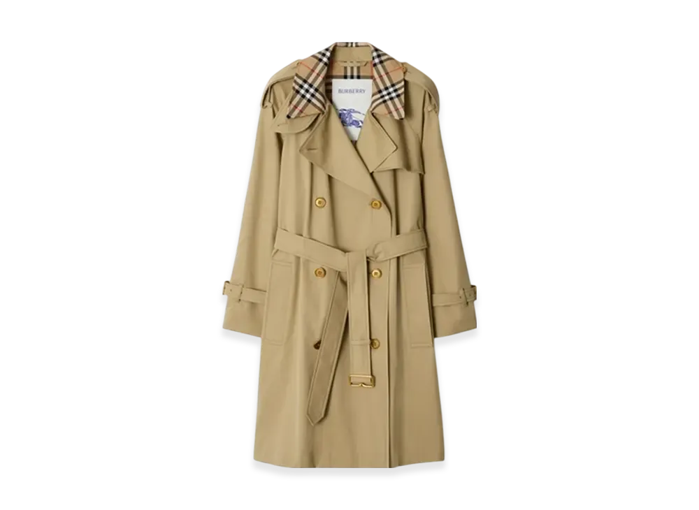 Burberry Mid-length Check Collar Castleford Trench Coat "Hamper"