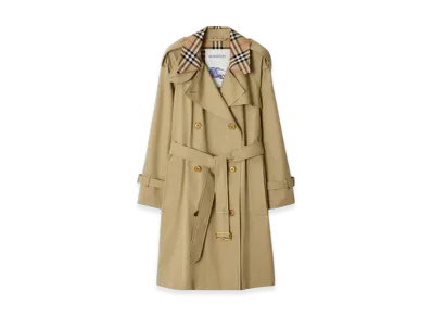 Burberry Mid-length Check Collar Castleford Trench Coat "Hamper"