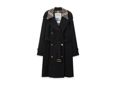 Burberry Mid-length Check Collar Castleford Trench Coat "Black"