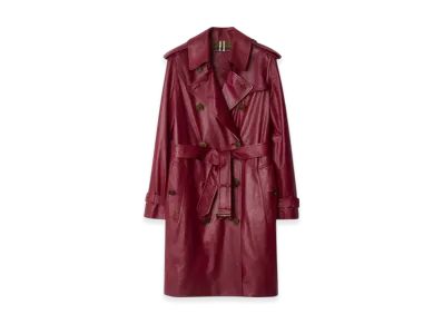 Burberry Mid-length Leather Kensington Trench Coat "Ripple"