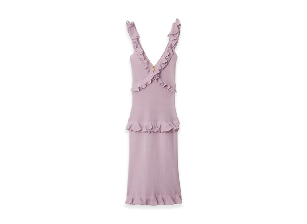 Burberry Ruffle Silk Blend Dress "Wisteria"