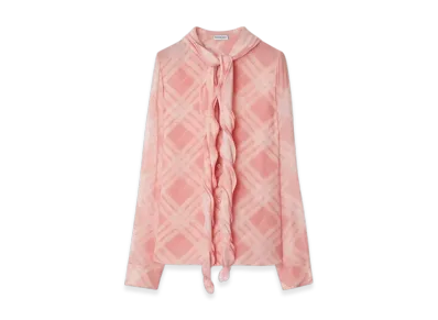 Burberry Ruffle Check Silk Blouse "Candy"