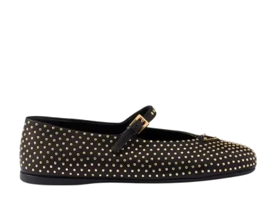 PRADA Women's Nappa Leather Ballerinas with Studs "Black"