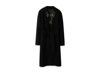 Burberry Reversible Wool Wrap Coat "Black/Snug Brown"