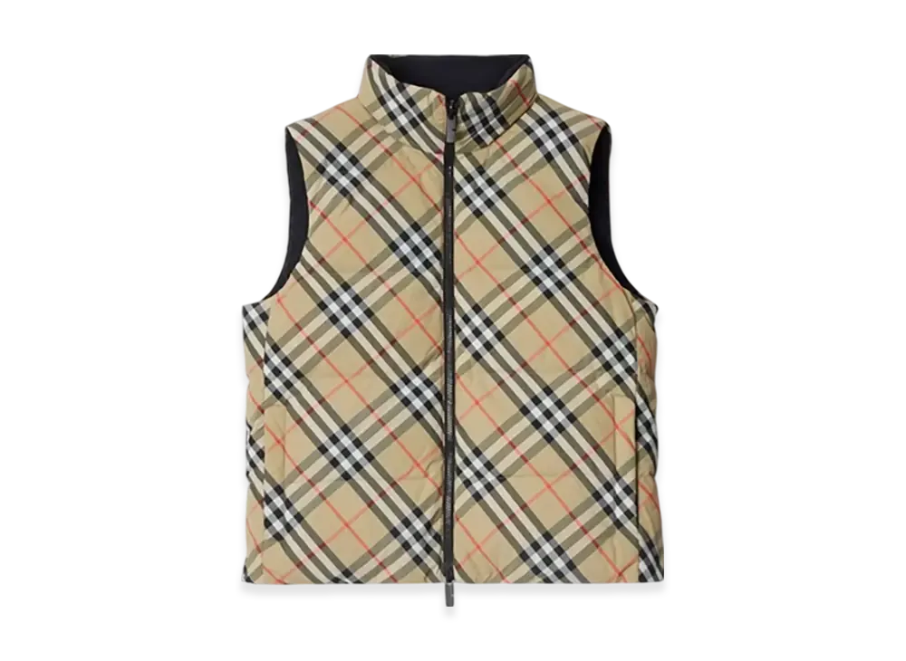Burberry Reversible Check Nylon Puffer Gilet "Sand"
