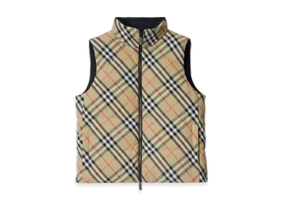 Burberry Reversible Check Nylon Puffer Gilet "Sand"