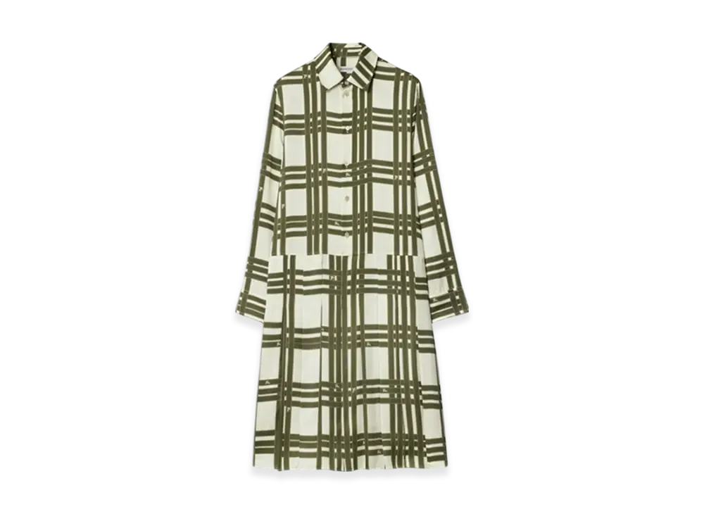 Burberry Ribbon Check Silk Dress "Swamp"