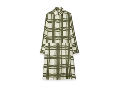 Burberry Ribbon Check Silk Dress "Swamp"