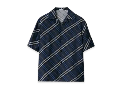 Burberry Relax Fit Check Silk Poplin Shirt "Ink"