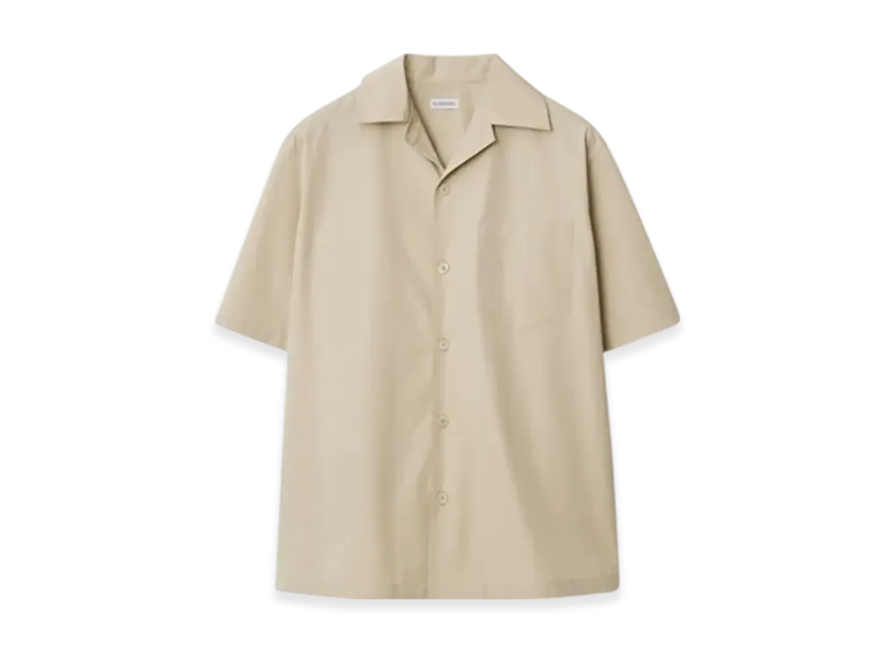 Burberry Relax Fit Knot Logo Cotton Poplin Shirt "Fossil"