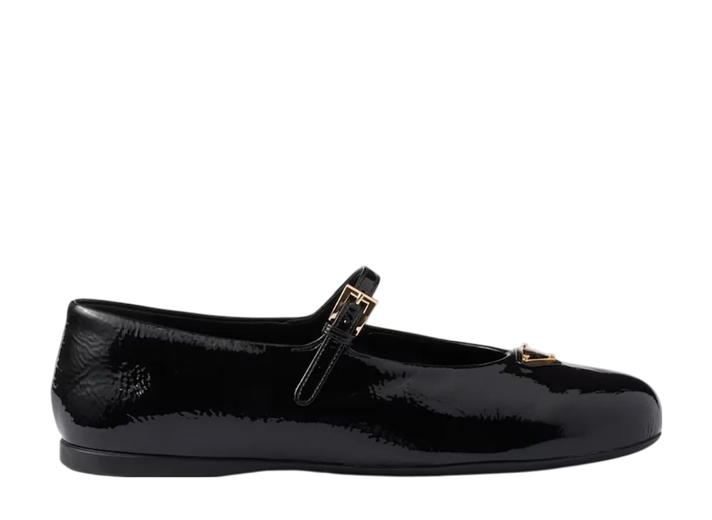 プラダ ウィメンズ ナプラックパテントレザー バレリーナ "ブラック"