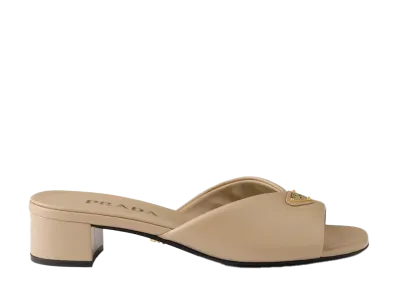 PRADA Women's Padded Nappa Leather Sandals "Sand Beige"